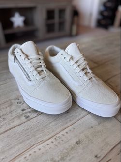 Vans Old Skool Zip Suede – Cream/White – Men’s 6.5 / Women’s 8