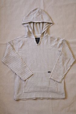 RVCA Boys Size L Striped Hooded Pullover Long Sleeve Kangaroo Pocket Cotton Surf