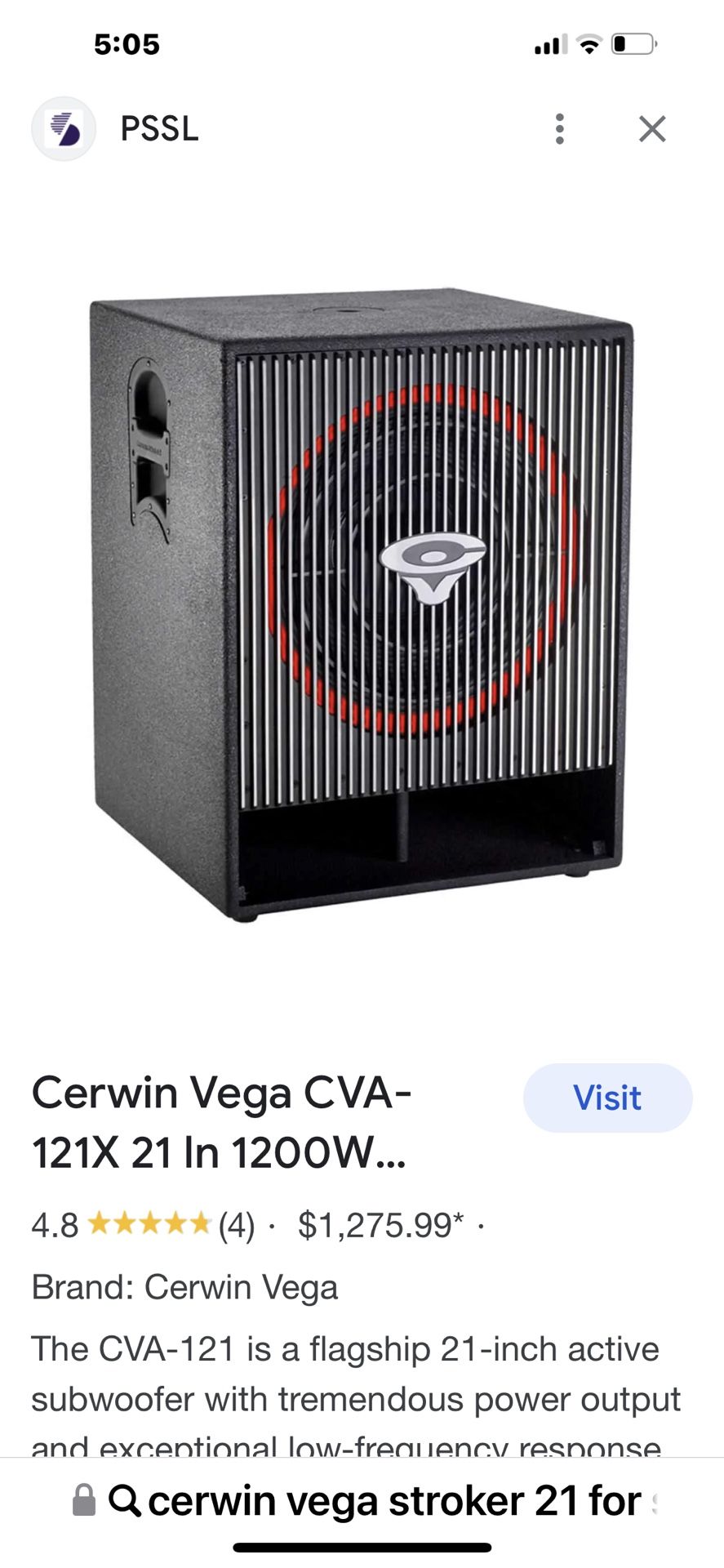 Cva 121 Cva 28 House Cerwin Vega 21 Sub Cerwin Vega 21” Subwoofers