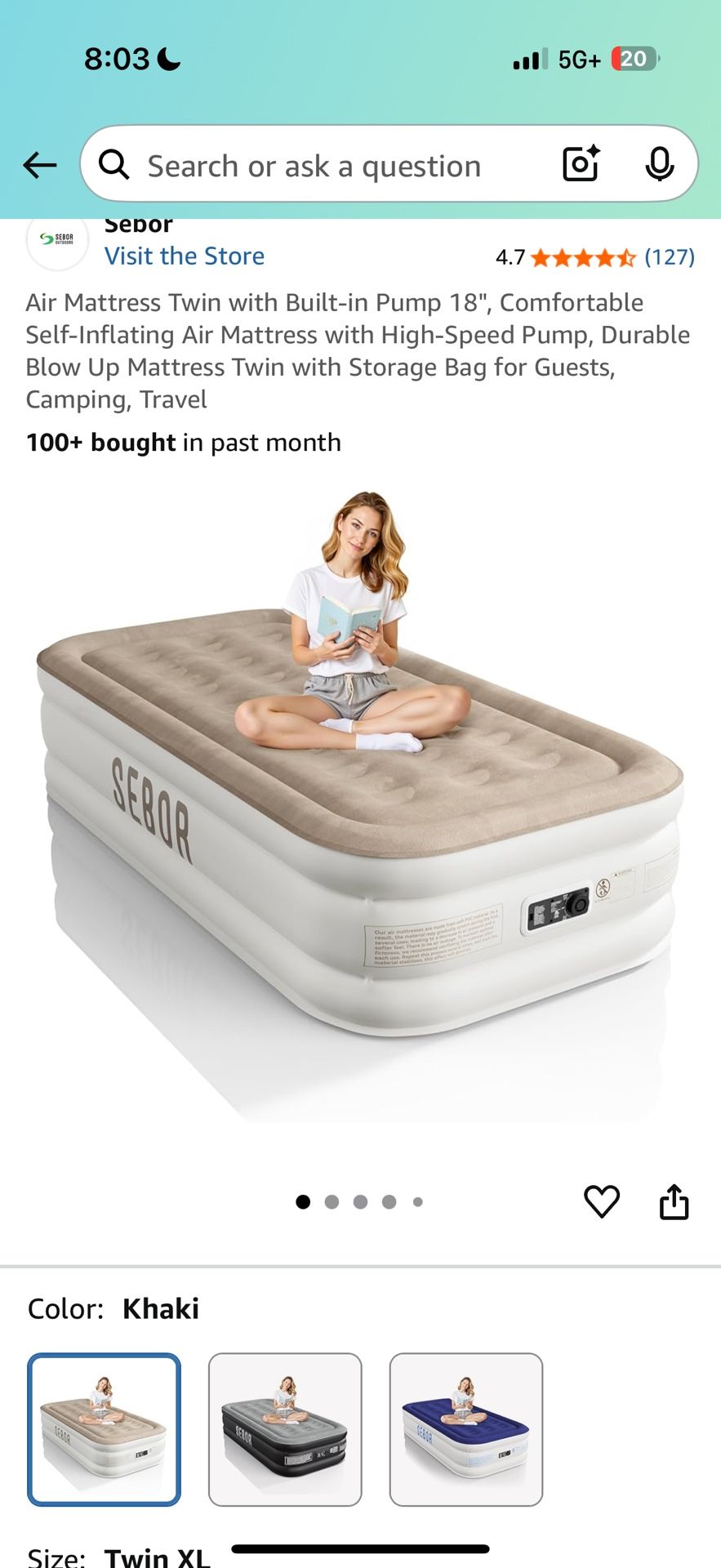 Air Mattress Twin with Built-in Pump 18", Comfortable Self-Inflating Air Mattress with High-Speed Pump, Durable Blow Up Mattress Twin with Storage Bag