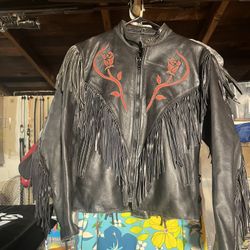 Vintage First Genuine Leather Motorcycle Jacket