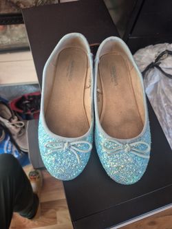 Flat shoes for girl size 1 light blue sparkles