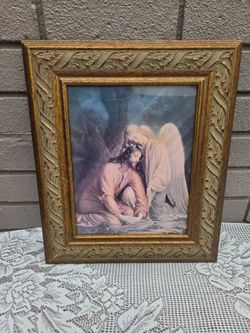 Jesus christ in sorrow gold framed artwork