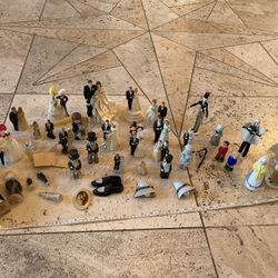 Vintage antique collection of old Wedding cake toppers Bride and Groom 