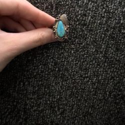 Signed RB .925 Sterling Silver Turquoise Ring – Southwestern Native Style 