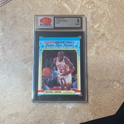 88-89 Fleer Jordan Sticker Graded 6     