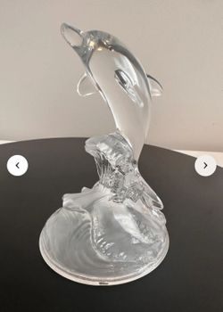 Vintage Cristal D’Arques Dolphin Sculpture, 24% Lead Crystal Wave Figurine, France..Wonderful Condition ..asking $25.00