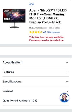 Acer Nitro Gaming Monitor 27”