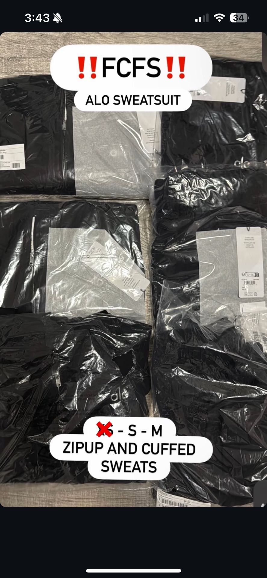 Alo Zip Ups Gray And Black All Sizes