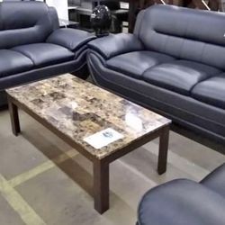 BLACK SOFA & LOVESEAT SET