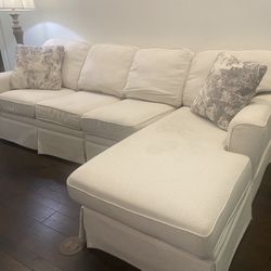 White Performance fabric couch With Ottoman 