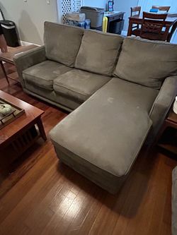 Gray Lazy Boy sofa with chaise