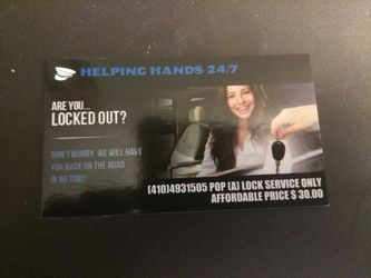 Helping Hands 24/7 Pop A Lock service Cash app payment accepted or Cash in Hand