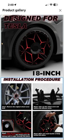 Wheel Cover for Tesla Model 3 18-Inch, Snap-On Full Coverage Rim Protector, Less Wind Drag, Tesla Model 3 Accessories, Fit 2017-2023,Red Lava 