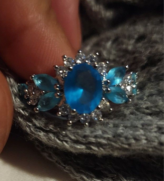 Blue & White Sapphire Rin Size 9