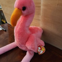  VINTAGE BEANIE BUDDY PINKY THE FLAMINGO plush toy. #D0733