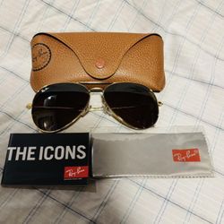 Ray-Ban Aviator Sunglasses RB3025 55-14mm Gold Frame Brown 