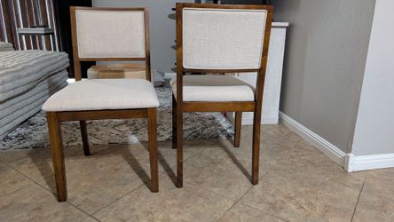 2 Brand New! Light Beige & Solid Upholstered Wooden Dining Chairs