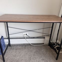 Wooden Office Desk with Metal Frame