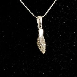 Rhinestone Silver High Heel Shoe w Ball 15” Chain