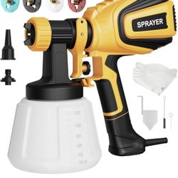 Paint Sprayer, 700W HVLP Spray Gun with Cleaning & Blowing Joints, 4 Nozzles and 3 Patterns, Easy to Clean, for Furniture, Cabinets, Fence, Walls, Doo