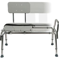 DMI Tub Transfer Bench and Shower Chair with Non Slip Aluminum Body, FSA Eligible, Adjustable Seat Height and Cut Out Access, Holds Weight up to 400 L
