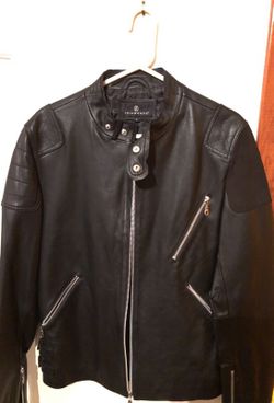 Men’s Brando black leather Moto Jacket with Suede trim