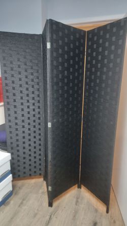 4 panel room divider-black