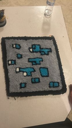 Minecraft diamond block rug
