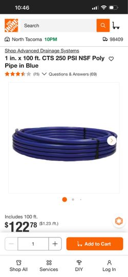 1 in. x 100 ft. Blue Poly Pipe CTS 250 PSI