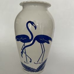 Vintage Flamingo Design Glass Vase