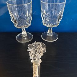 Claret Wine Glasses & Mikasa Wine Bottle Stopper