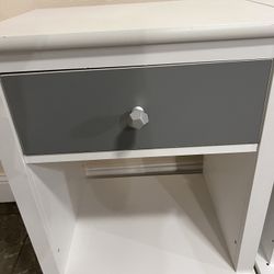 Two White And Gray Nightstands 