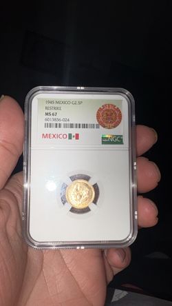 1945 Mexico G2.5P Gold Restrike NGC MS 67