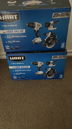 HART 20V 3-Tool Combo Kit, Drill, 6-1/2" Circular Saw, and LED Light 1 Each