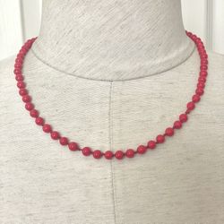 Monet Vintage Red Beaded Knotted Necklace 