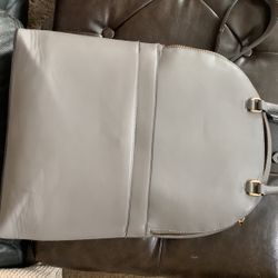 Gray Leather Backpack