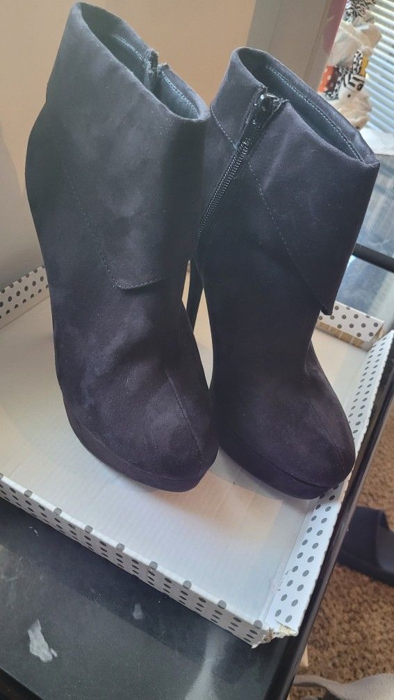 Black Suede 4" Ankle Boots
