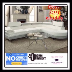 New white & grey bonded leather sofa sectional