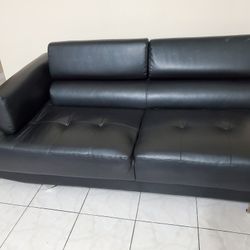 Black Faux Leather Sofa