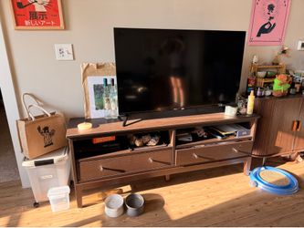 Brown Wood TV Stand with Drawers