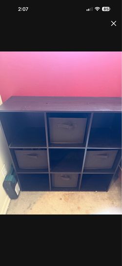 Set of 2 9 cube shelves with 8 cloth cube drawers.