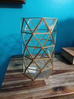 Glass and gold candle holder $23