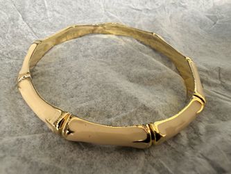 Cream and Gold Enamel Bangle jewelry Bracelet