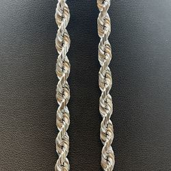 White Gold Rope Chain 14K Solid New 