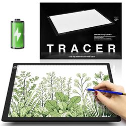 Rechargeable Drawing Board, Lithium Battery Powered 15" Light Table Adjustable Brightness LED Tracing Light Box Ideal for Diamond Art, Weeding Vinyl, 