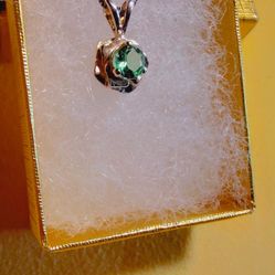 4mm Mint Green Tourmaline Sterling Silver Rose Pendant 