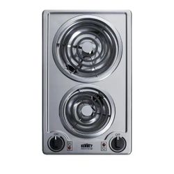 Summit CCE213SS 12" Electric Radiant Cooktop w/ (2) Spiral Burners