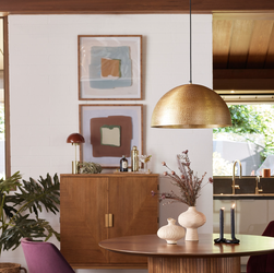 World Market Zuri Hammered Brass Dome Pendant Lamp.