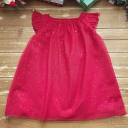 2T CRIMSON RED RUFFLE SLEEVE TULLE OVERLAY SEQUINED A-LINE SPECIAL OCCASION DRESS